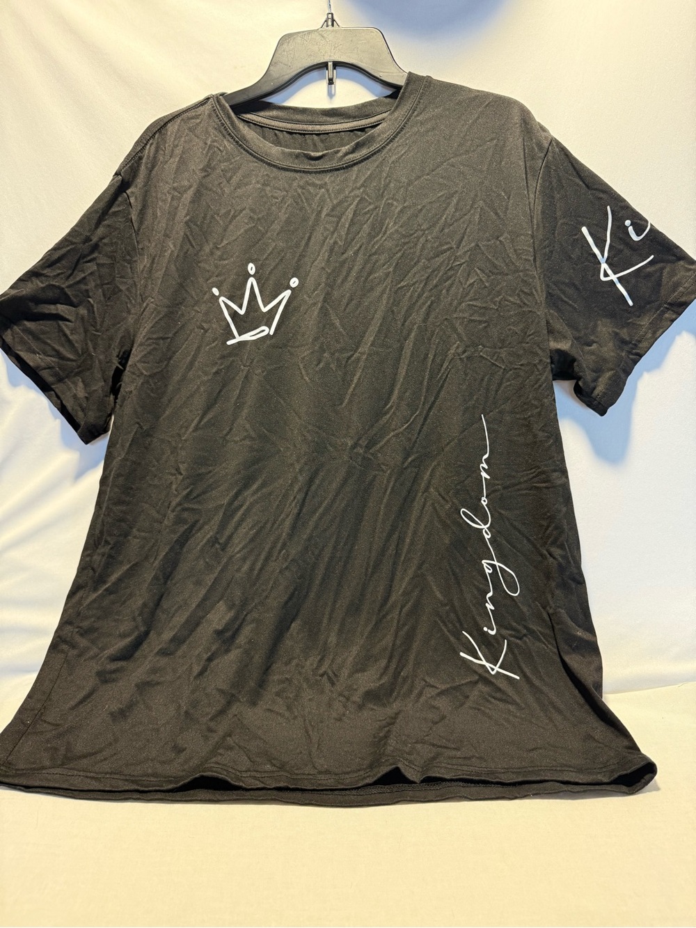 Kingdom Black Graphic Tee with White Kingdom Script. Size XL